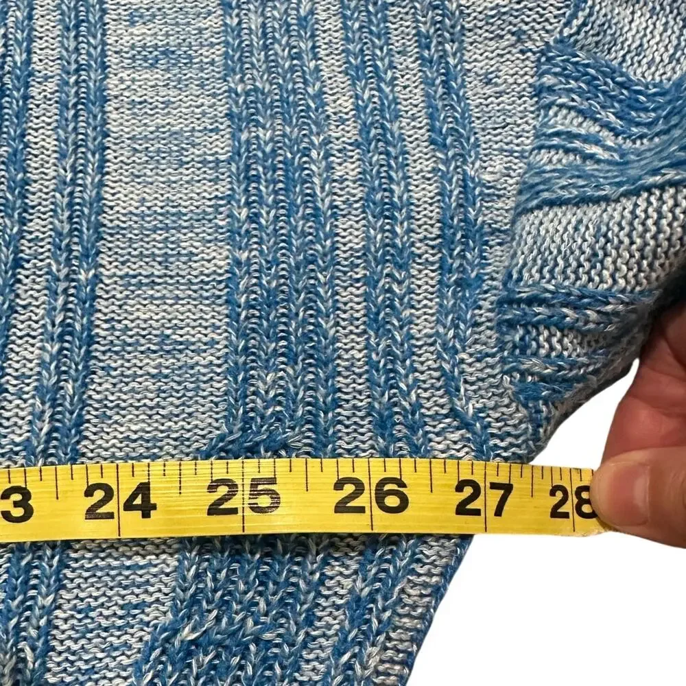 Anthropologie Pilcro Marled Blue Cable Knit High Low Sweater M Coastal Grandma - Picture 6 of 8